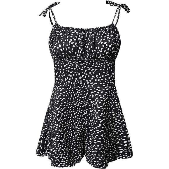 Wide Leg Spaghetti Strap Tie Ruffle Short Romper Sz XL - Picture 3 of 7